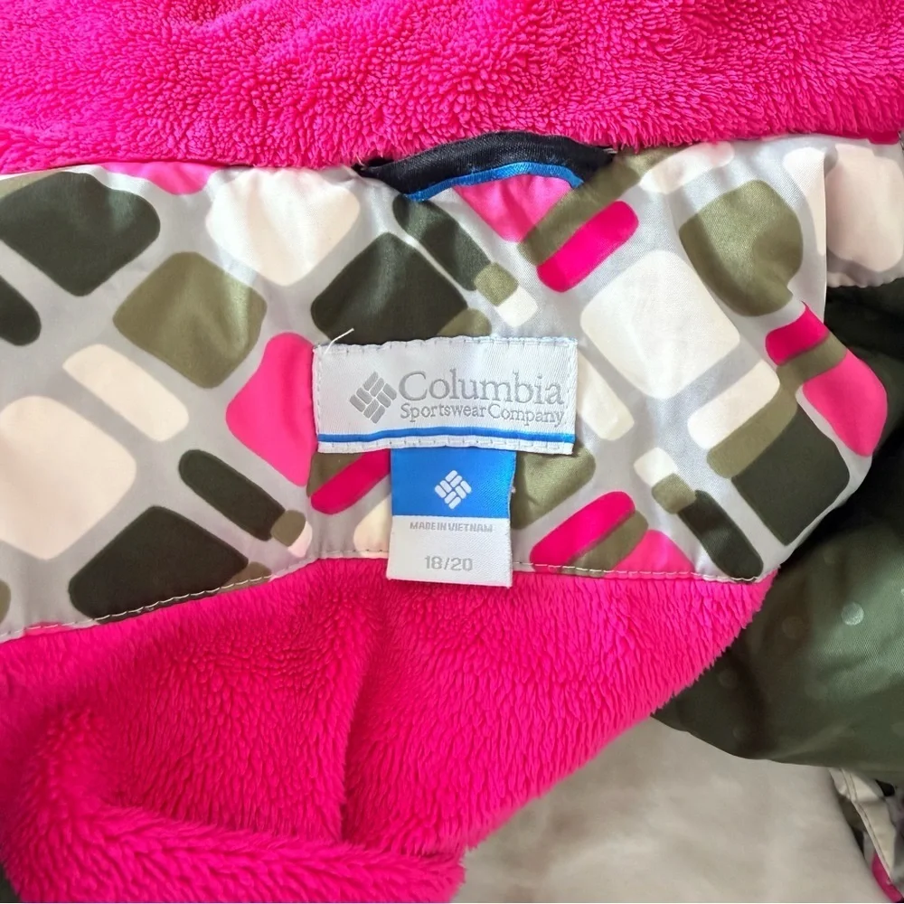 Columbia Kids Puffer Jacket - Pink, Green, and White